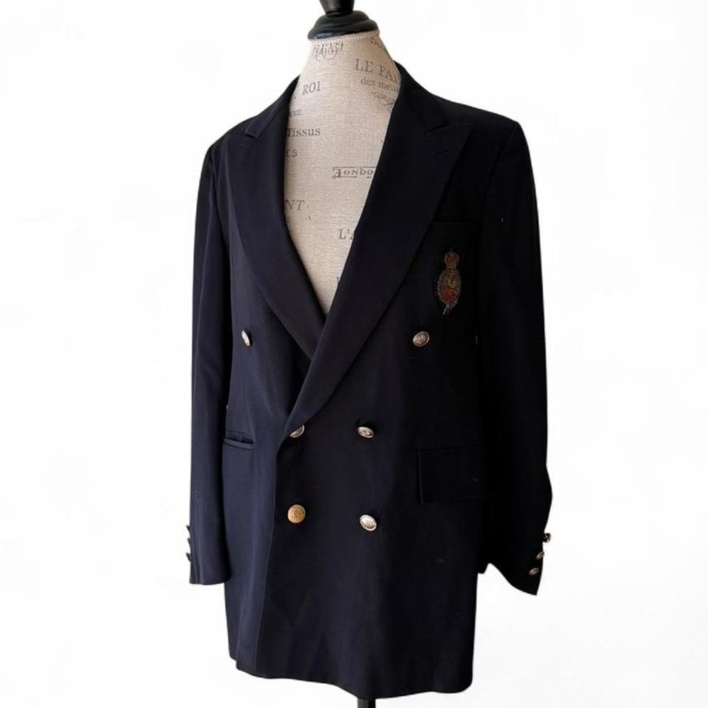 Vintage Neiman‎ Marcus Sandhurst Double Breasted Blazer w/ Crest